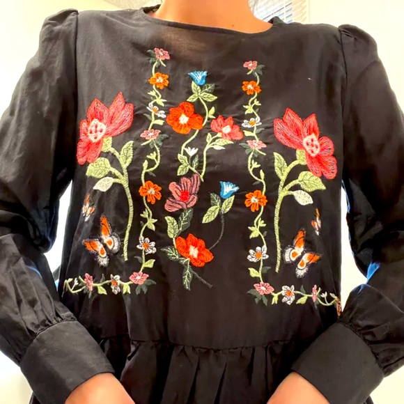 Zara embroidered peplum blouse - Picture 4 of 5